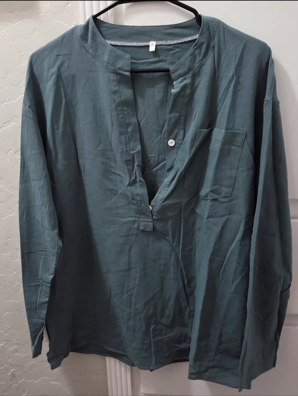 Casual Long Sleeve Pullover Shirt in Teal